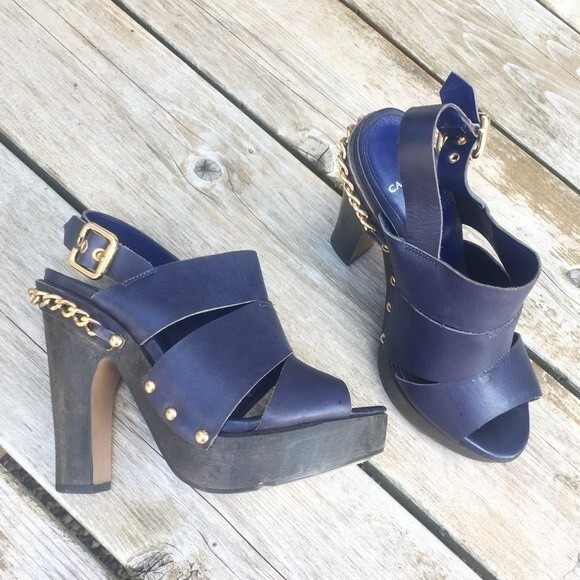 Carvela Kurt Geiger ChainStud Detailed Leather Platform Sandals 37 - Picture 2 of 14